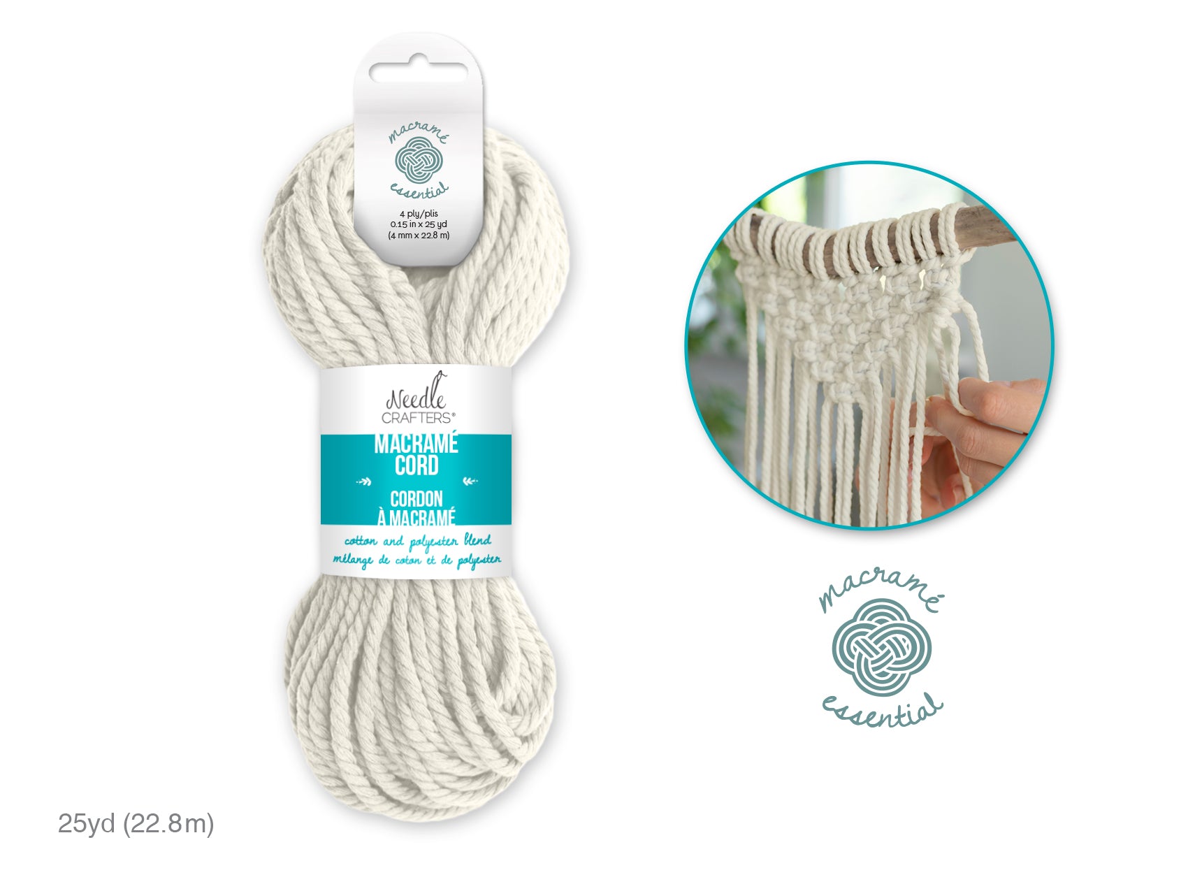 Needlecrafters: 4mm Macrame Cord 25yds (22.8m)