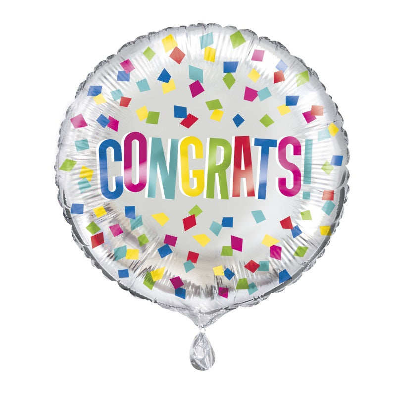 Colorful Congrats Round Foil Balloon 18"