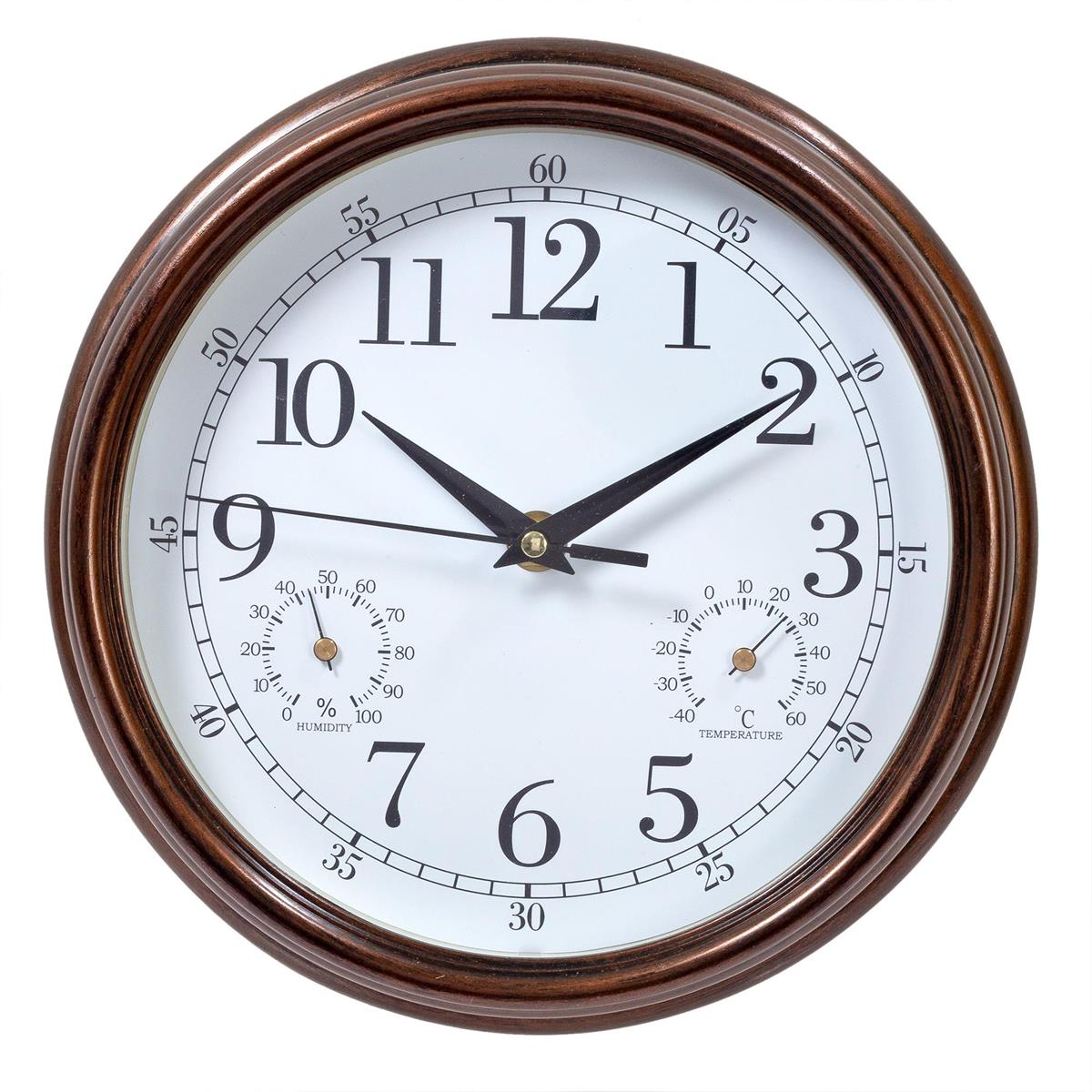 KG Metz Outdoor 9" Wall Clock W/Temperature & Humidity Gauge