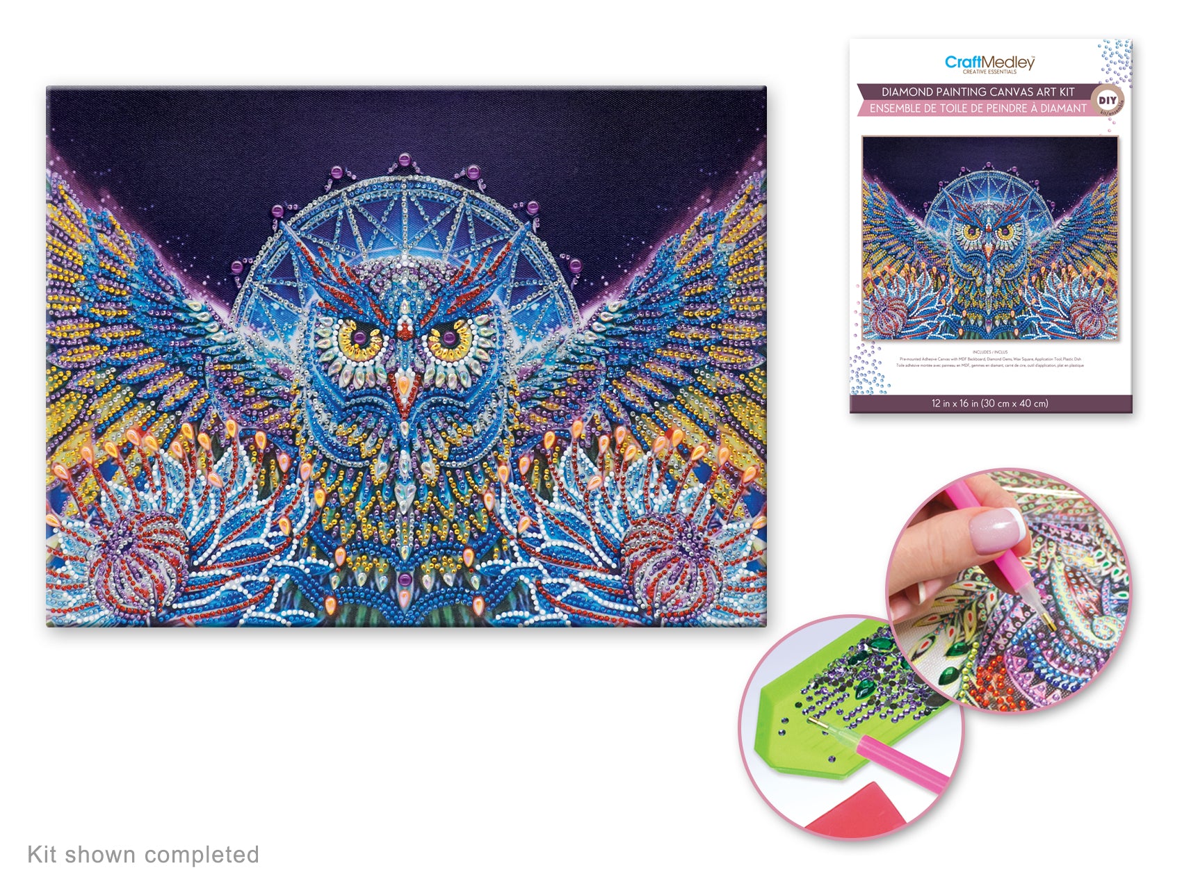 Diamond Painting Art Kit 12"x16" Owl