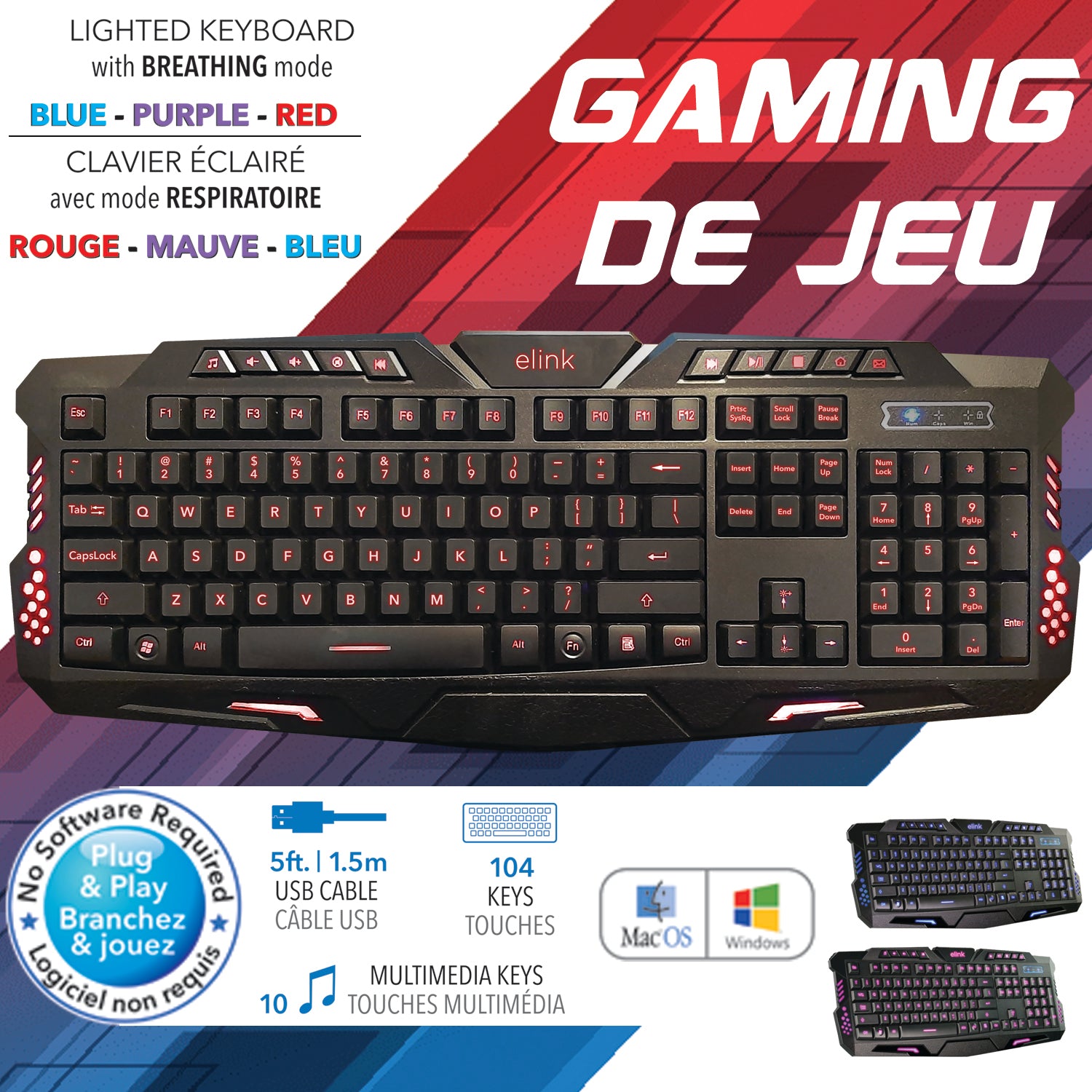 Elink LED Backlit Gaming Keyboard