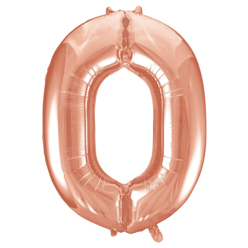 Rose Gold Number 0 Foil Balloon 34"