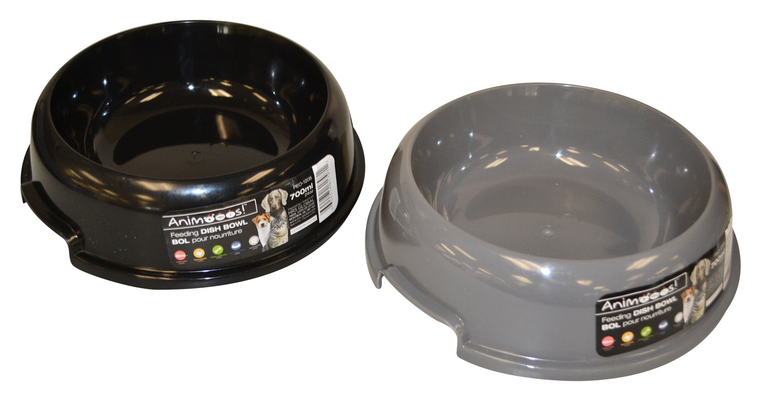 Gray & Black Plastic Pet Feeding Dish, 24 oz