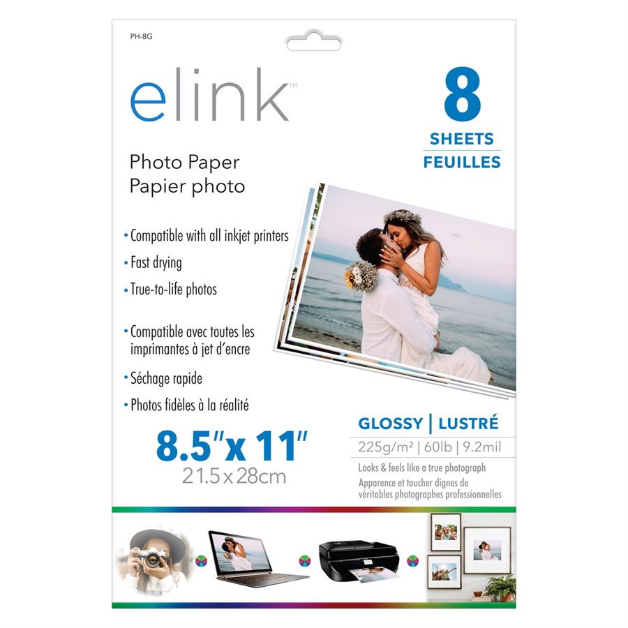 Photo Paper, Pack of 8 Sheets