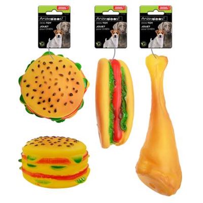 Vinyl Dog Toys; Fast Food With Squeaker