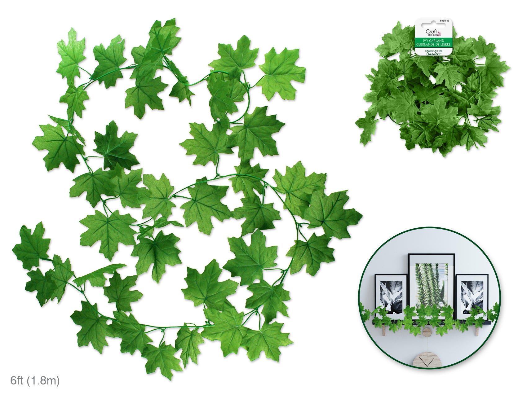 Floral Greenery: 6Ft Ivy Vine Green