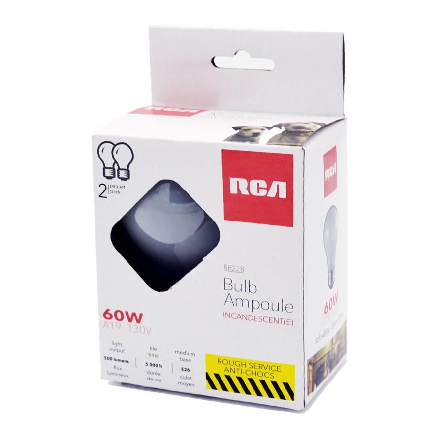 RCA Rough Service A19 60W Light Bulb in Soft White