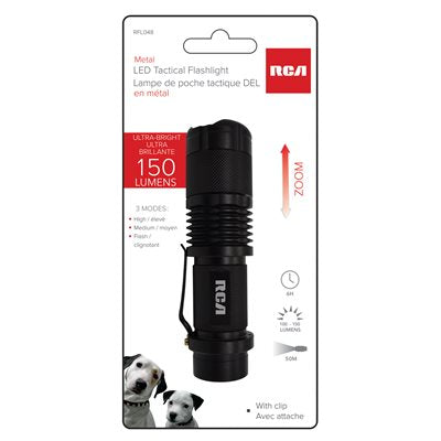 RCA 150LM Metal Flashlight with Zoom Functionality
