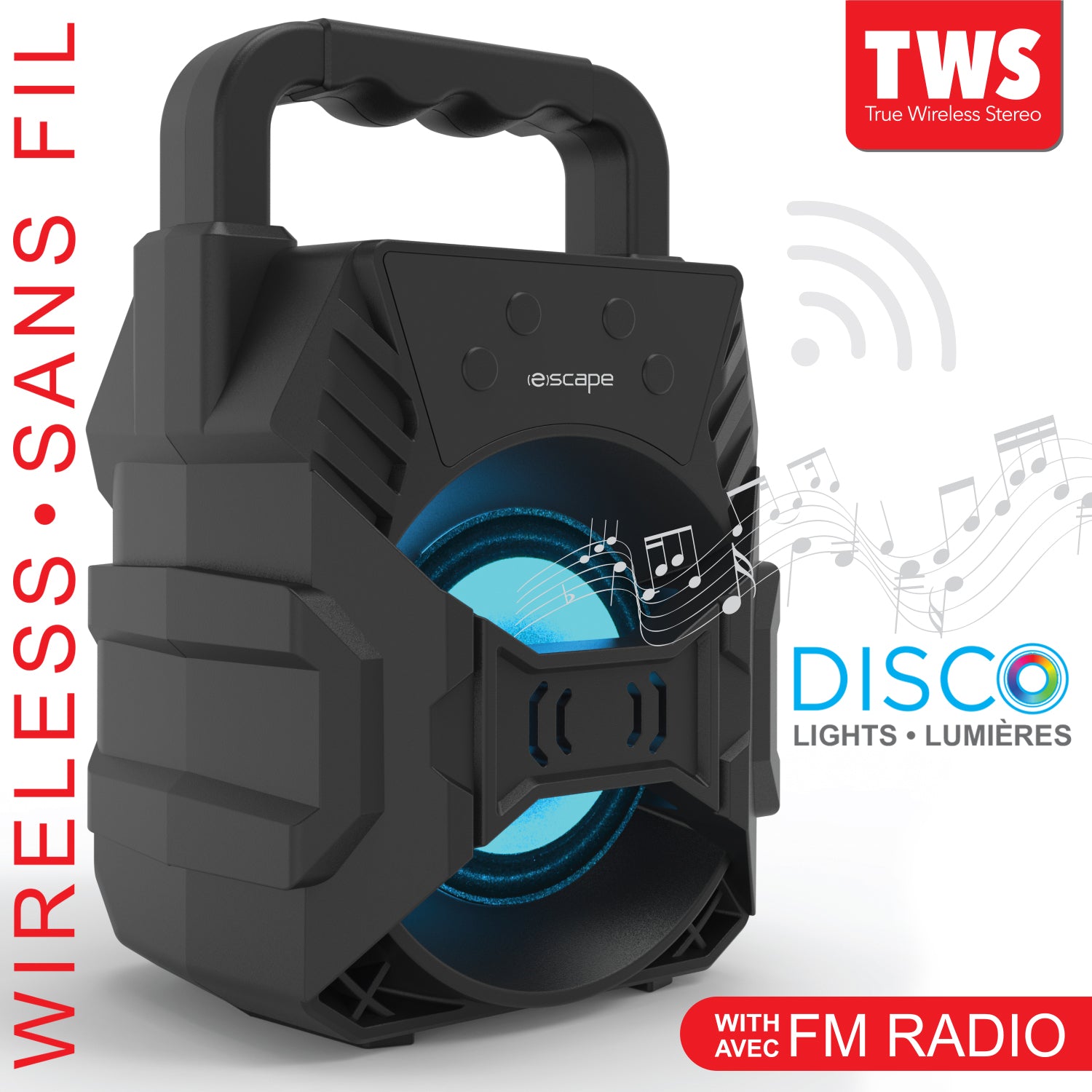 Light-Up Wireless Speaker with FM Radio & Microphone