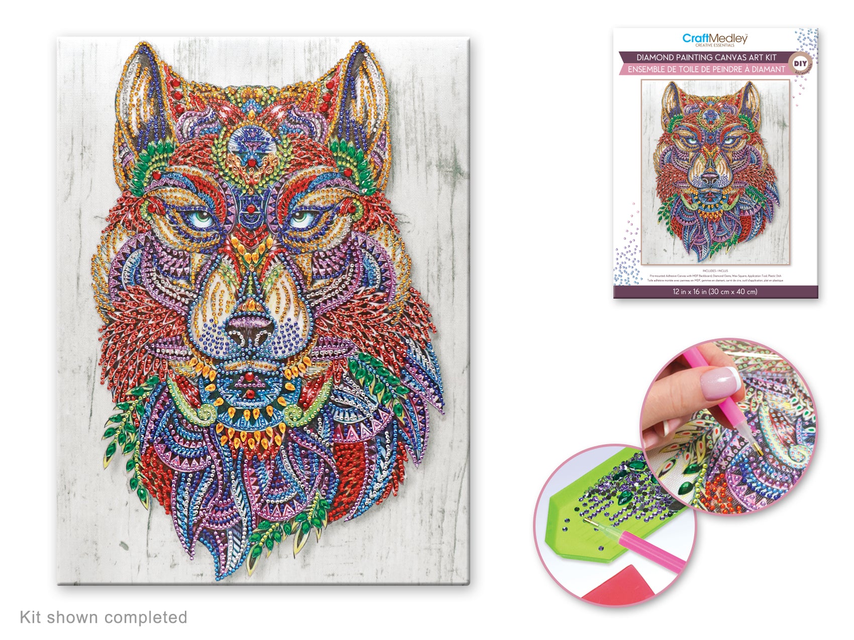 Diamond Painting Art Kit 12"x16" Wolf