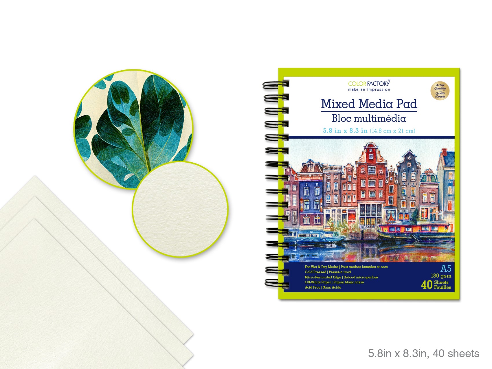 Color Factory: Mixed Media Artist Pad 5.88"x8.25" (A5) 180gsm 40 Sheet