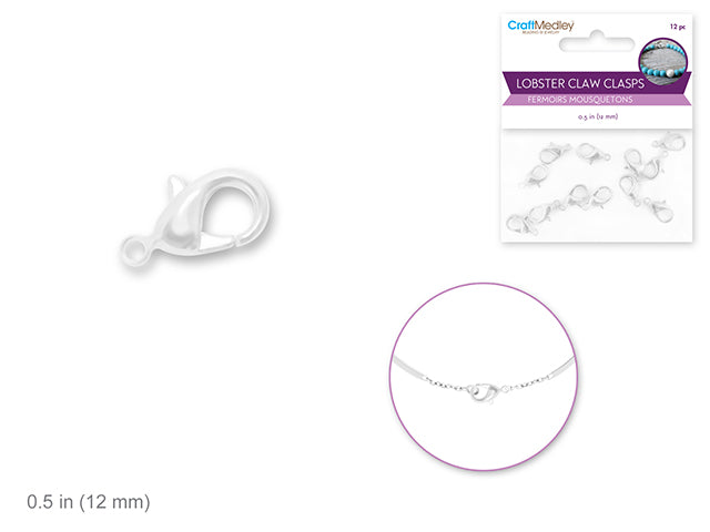 Jewelry Findings: 12mm Lobster Claw x12 w/Clasp