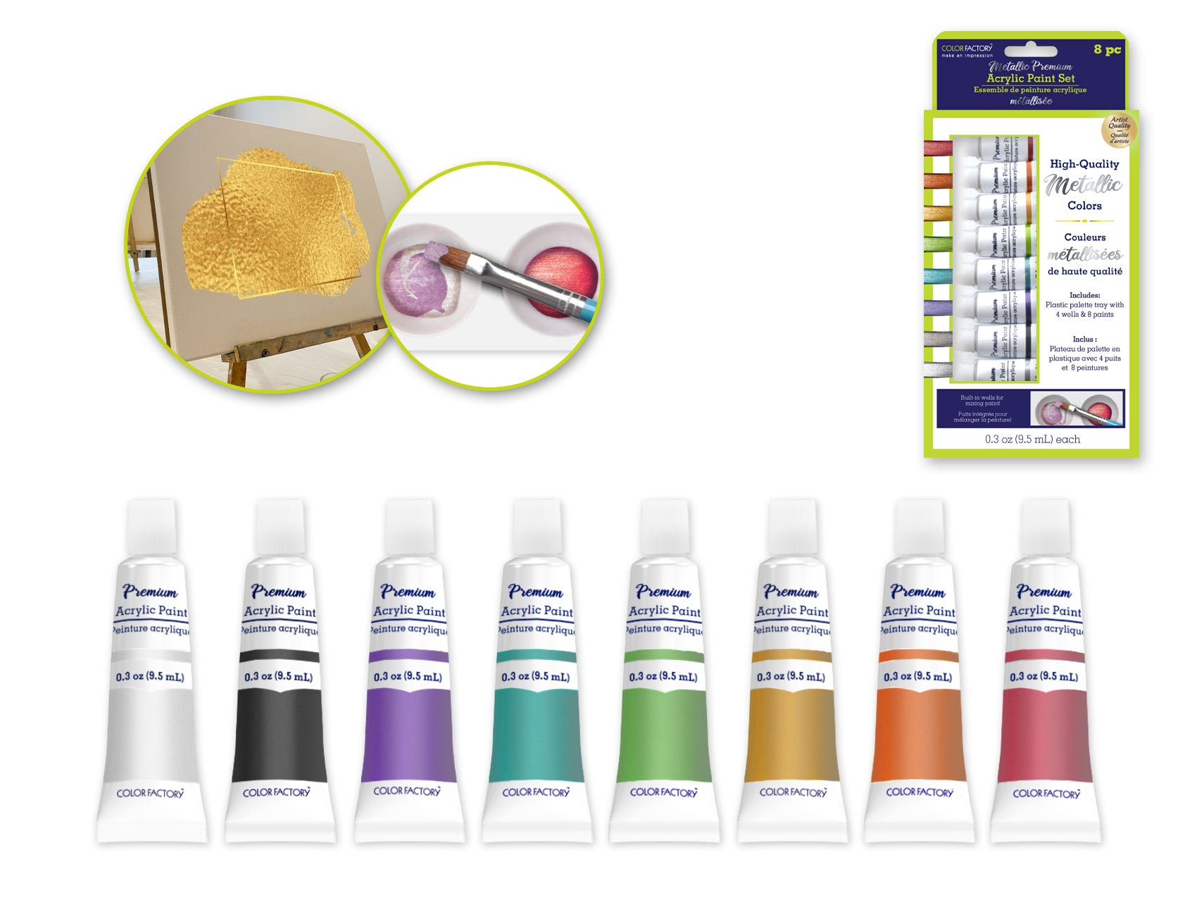 Color Factory: 76ml Premium Acrylic Specialty Paint Set 8x9.5ml Tubes