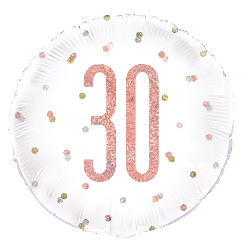 Birthday Rose Gold Glitz Number 30 Foil Balloon 18"
