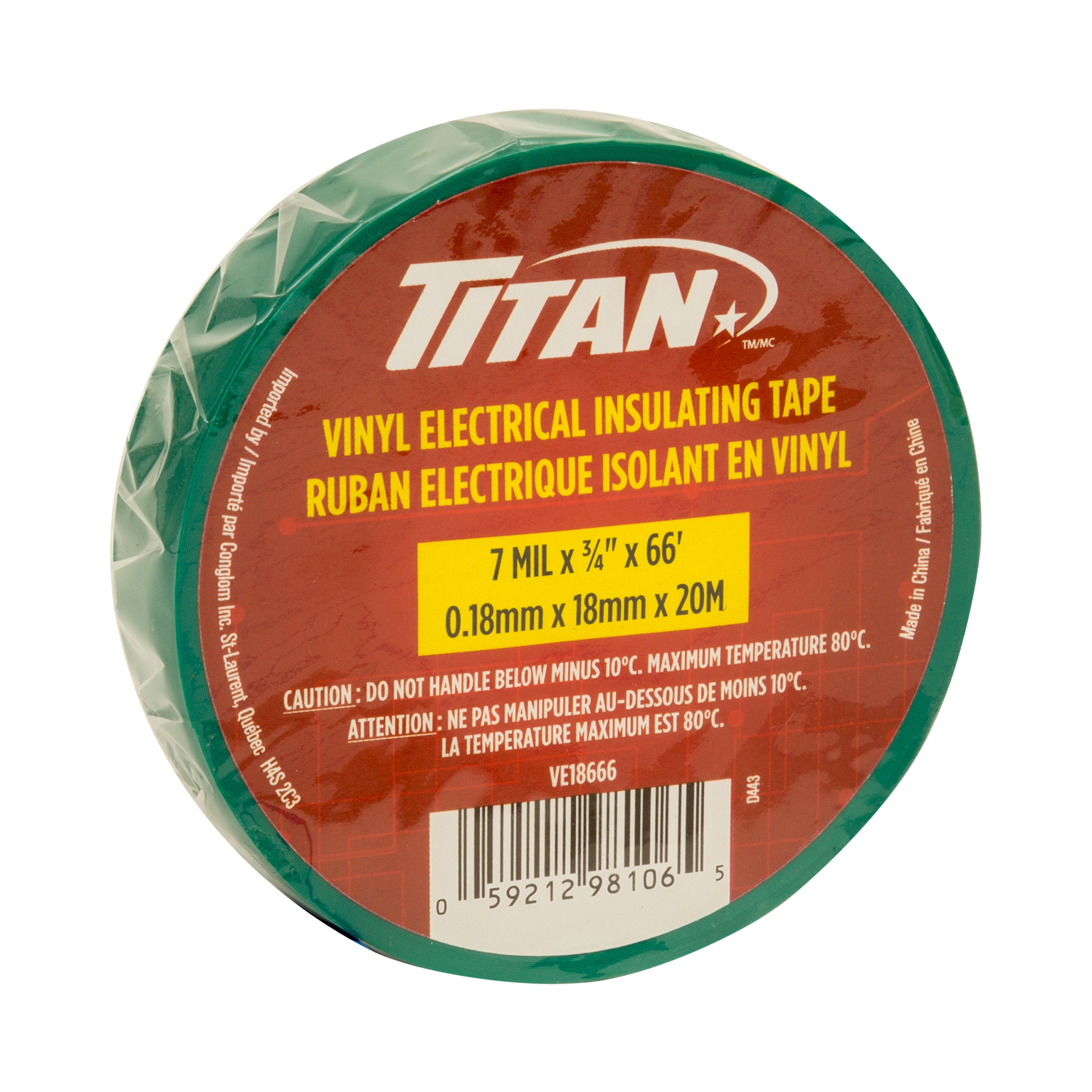 Titan Green P.V.C. Electrical Tape 18Mm X 20M