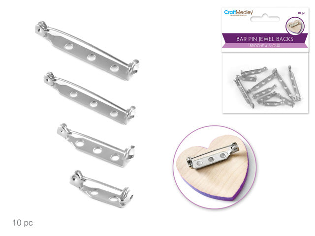 Silver Bar Pin with Clasp, Assorted Sizes