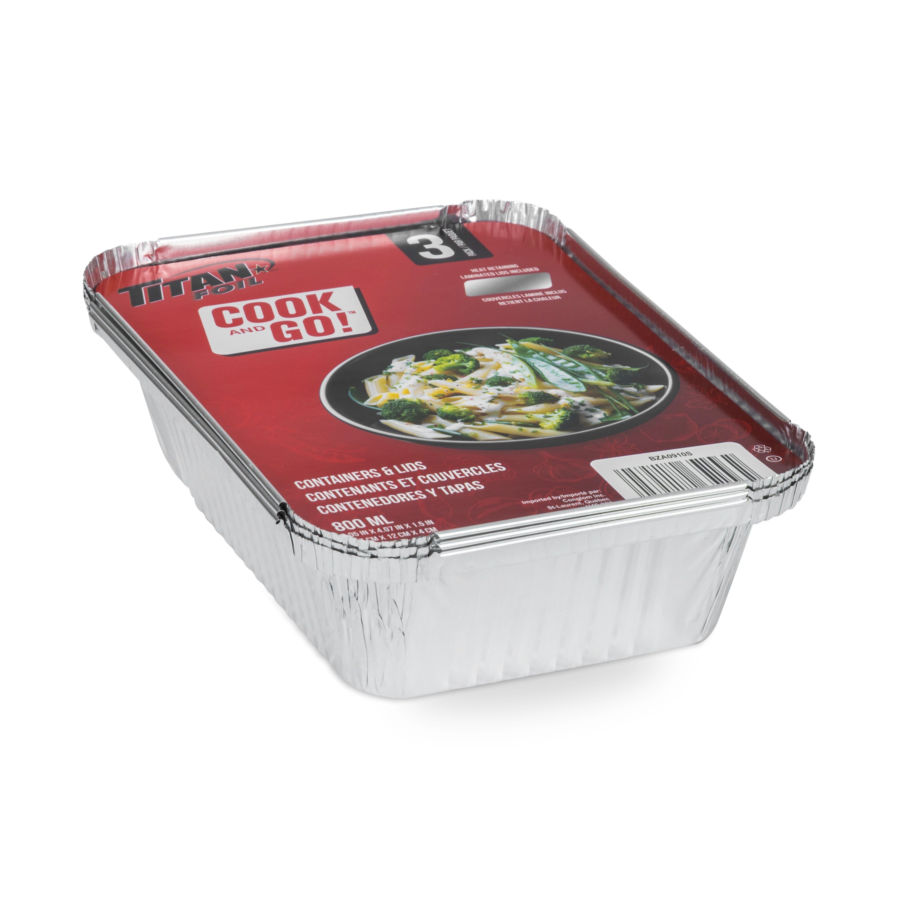 Titan-Foil 2Lb. Rect. Alum Cont. W/Lids 3/Pack