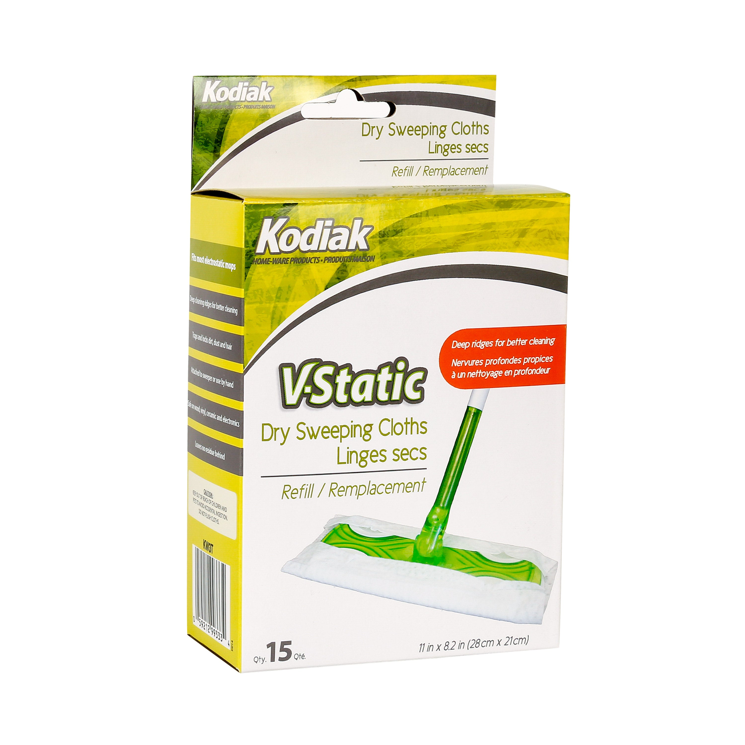Kodiak V-Static Dry Wipes 15/Pk