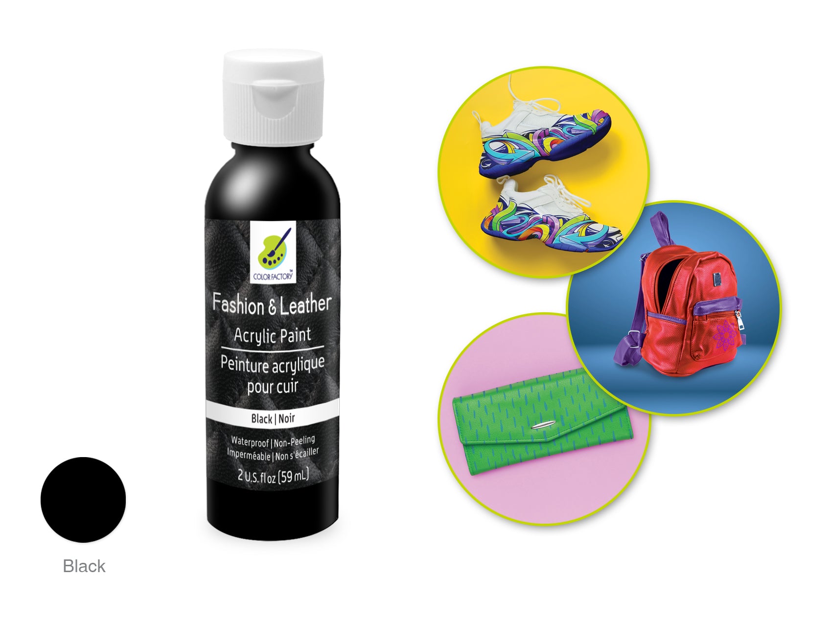 Color Factory 2 oz Black Fashion & Leather Acrylic Paint