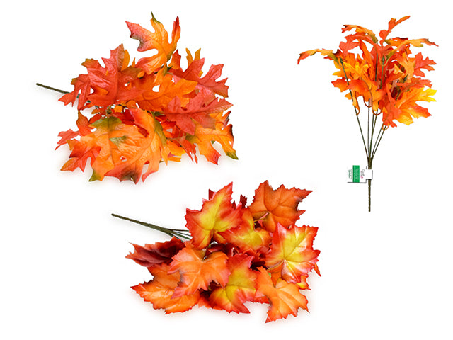 12" Assorted Fall Leaves Bush