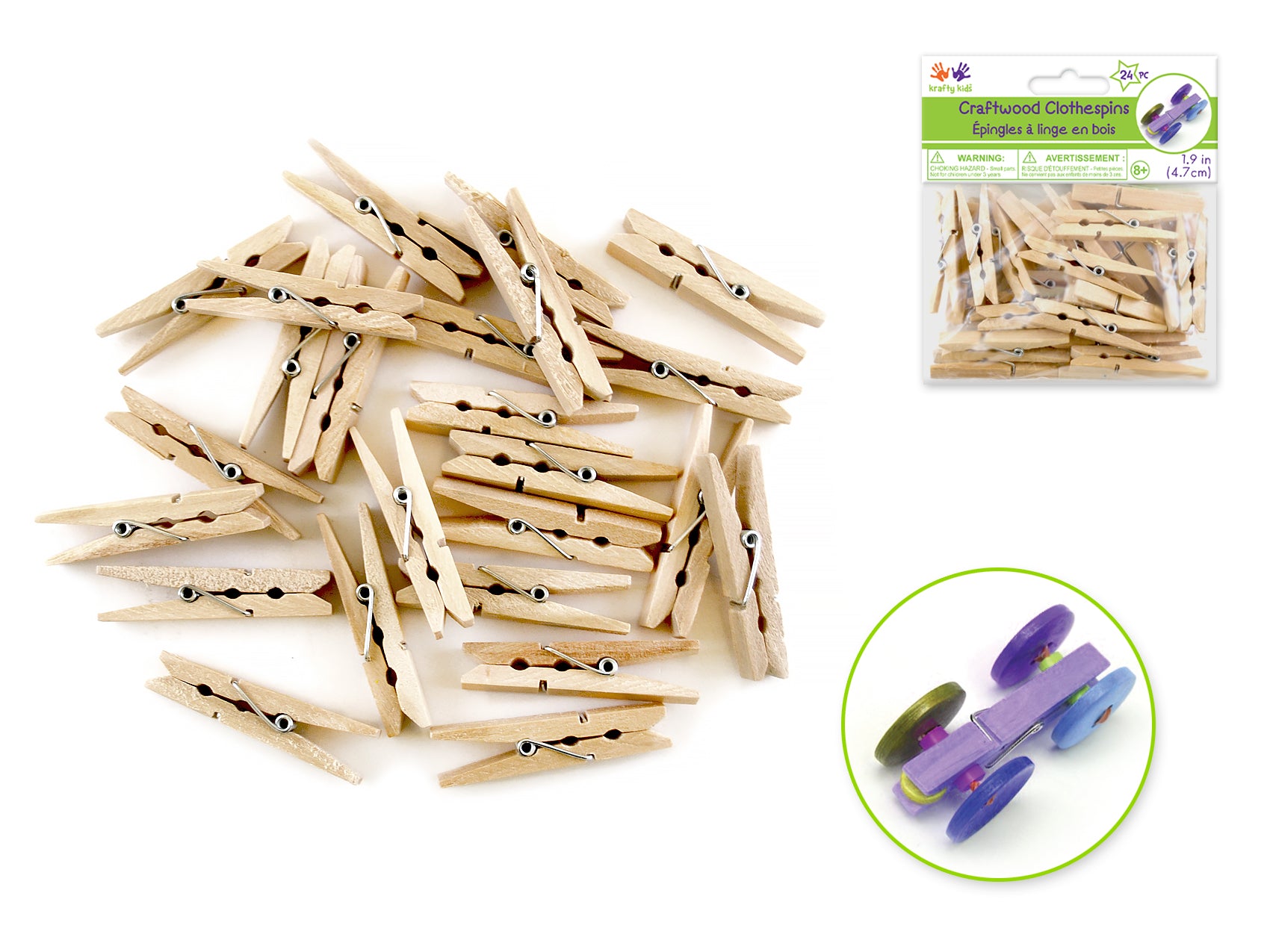 Natural Clothespins, 24 Pack