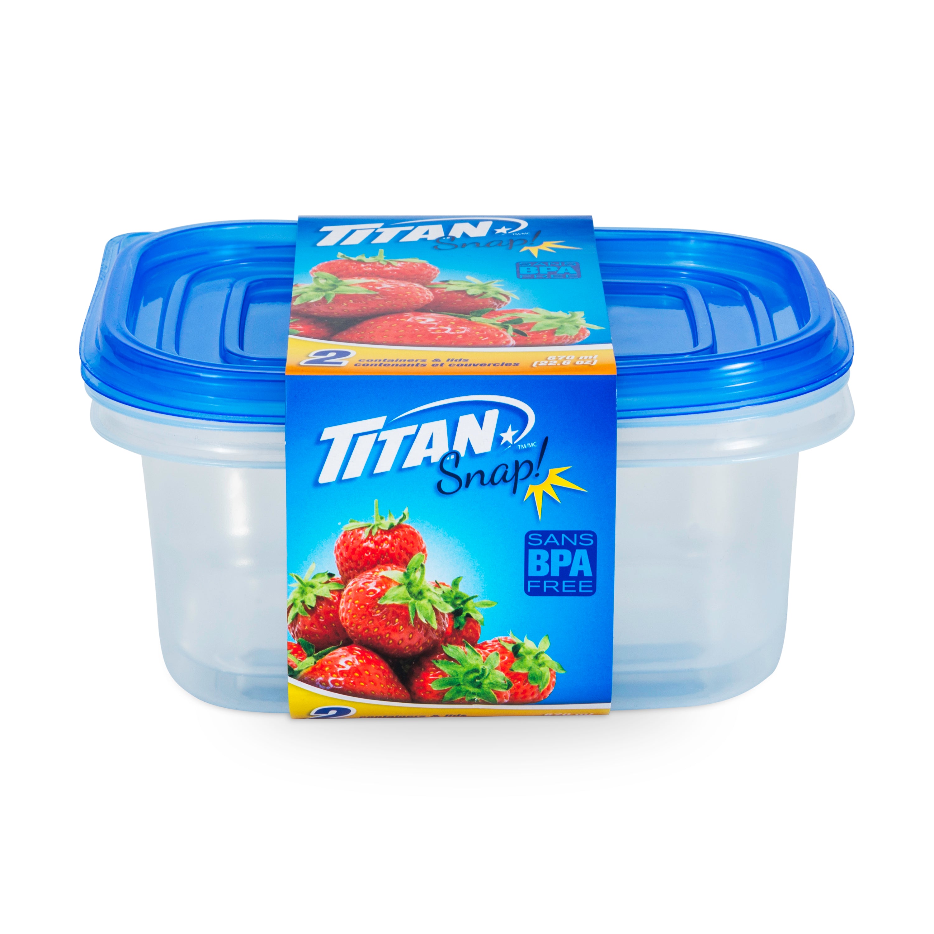 Titan Snap Medium Rectangular Food Container 670ml 2/Pk