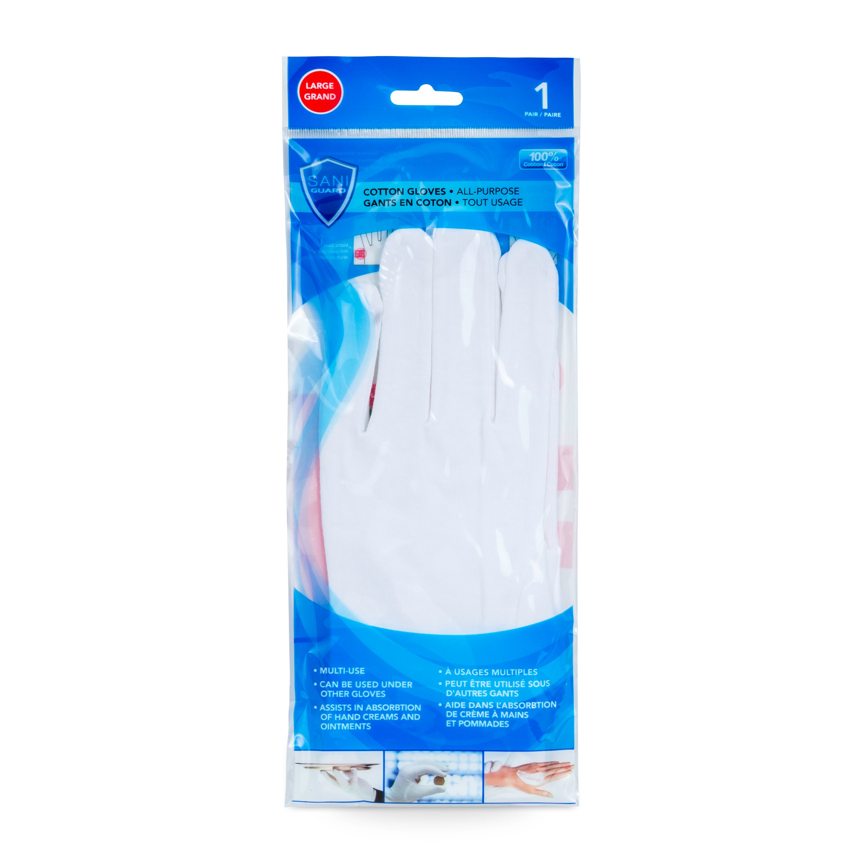 Sani-Guard Plain Large White Cotton Gloves 1 Pair