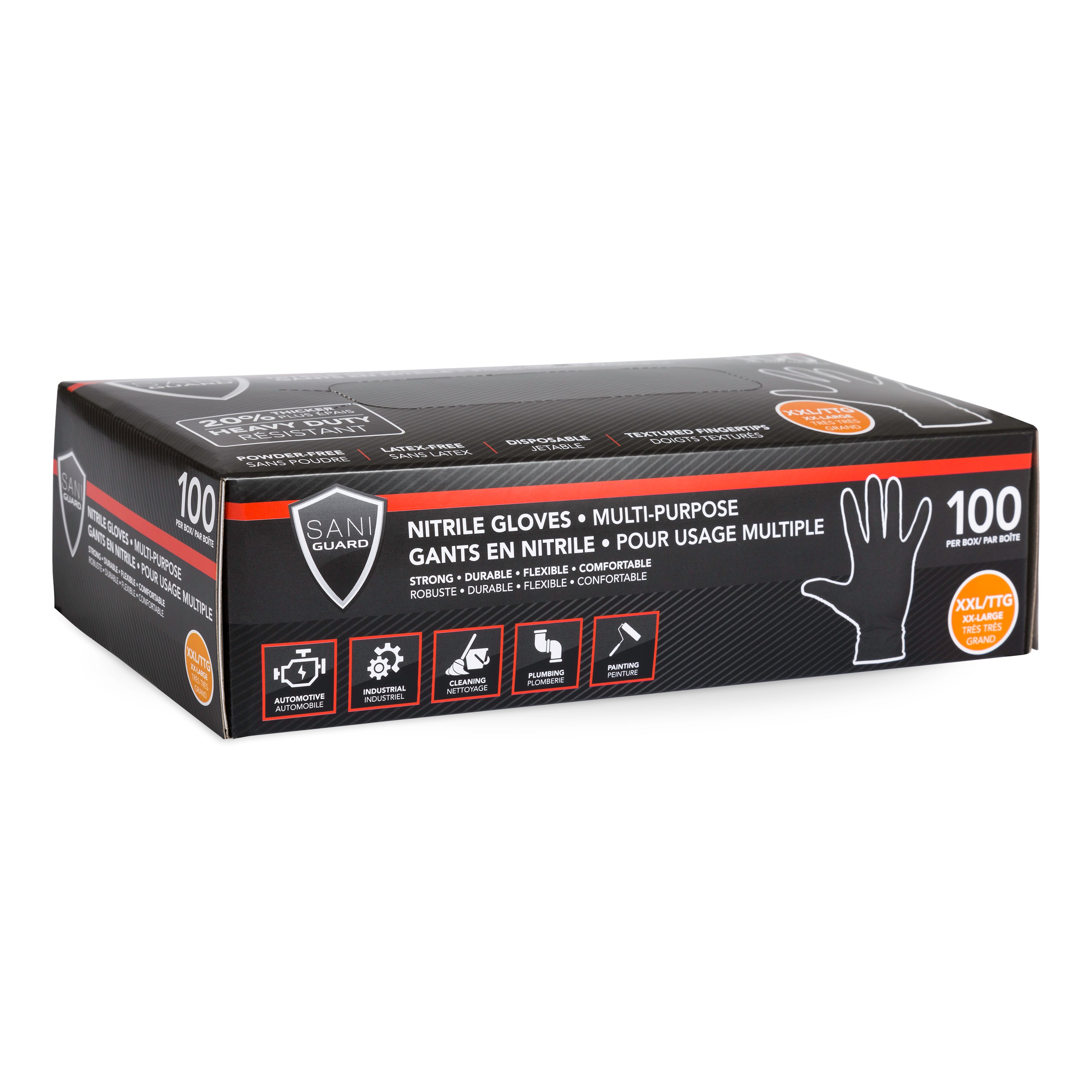 Sani-Guard Black Nitrile Gloves Xx-Large 100/Pk