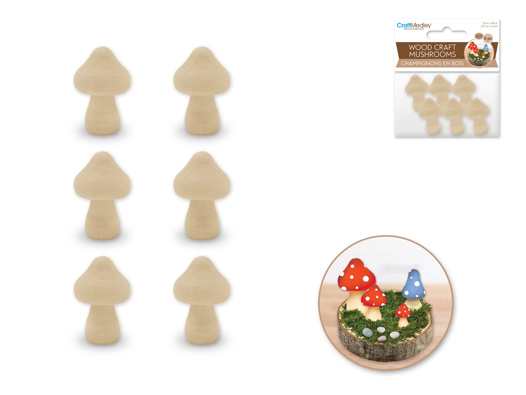 Mini Mushroom Set, 6 Pieces