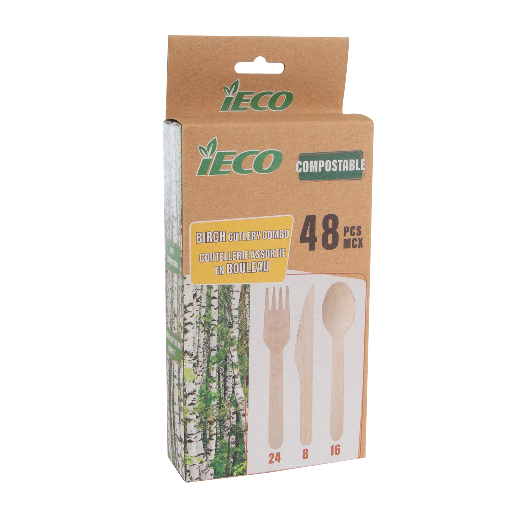 iEco Birch Cutlery Combo Pack 48/Pk