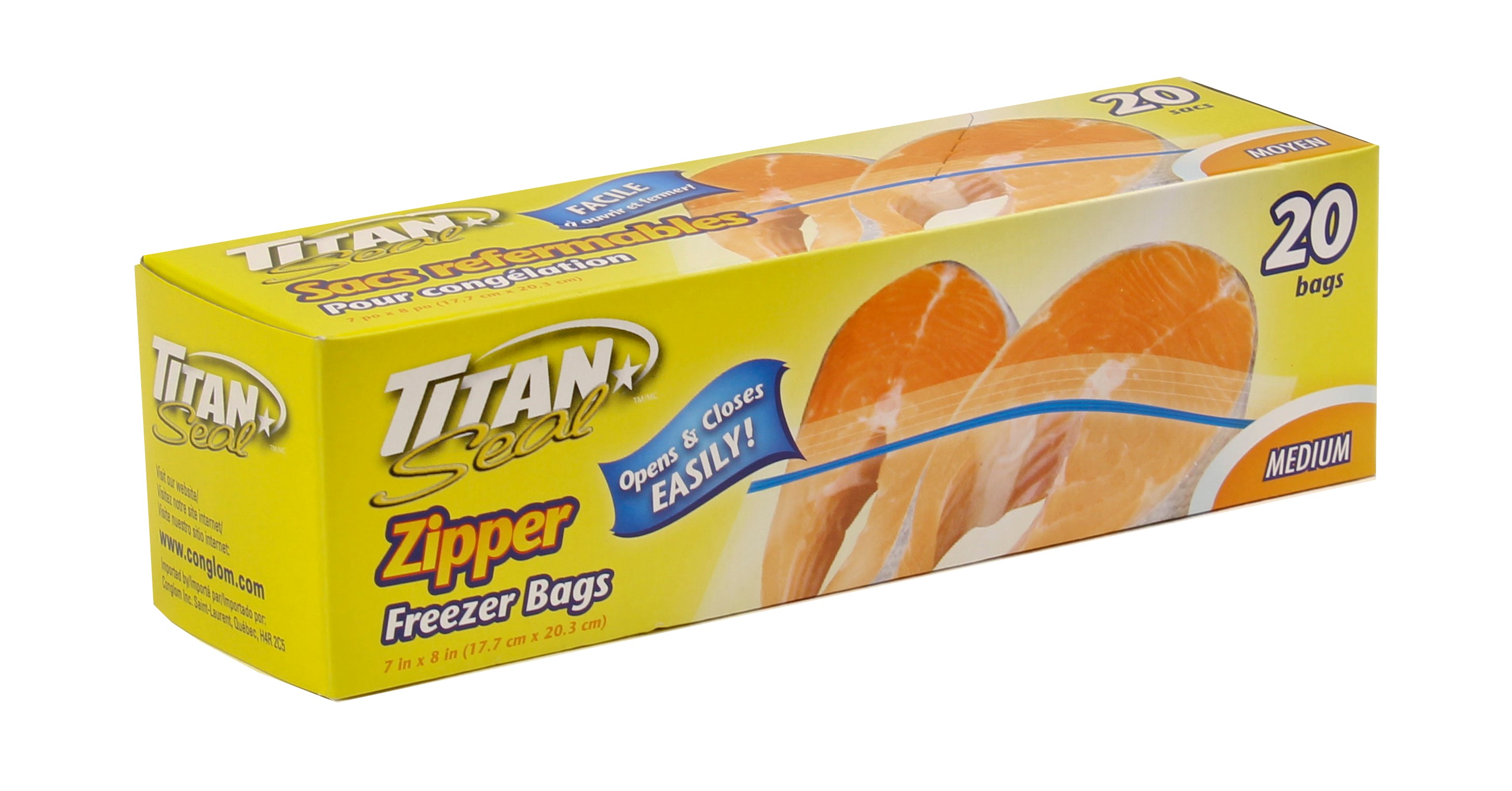 Titan Medium Zipper Freezer Bags 20/Pk