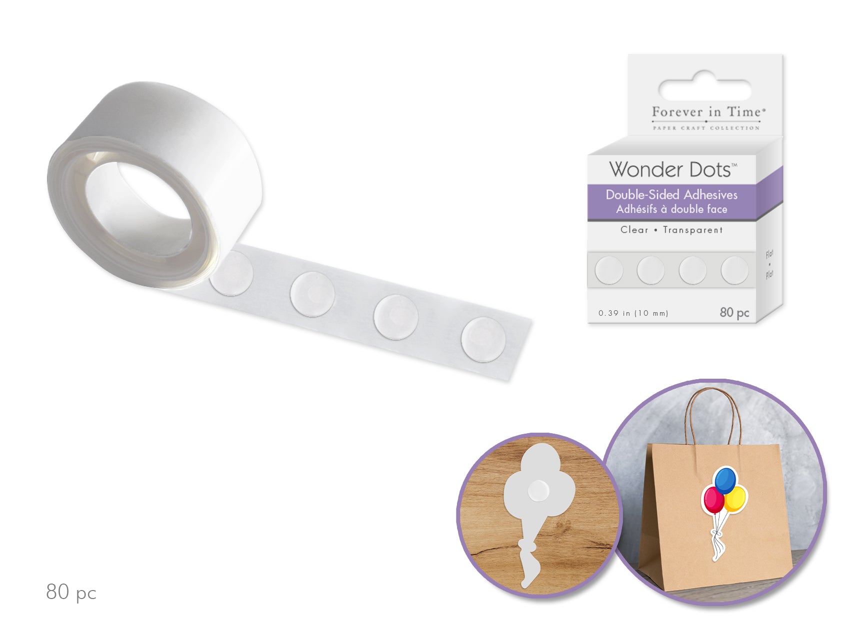 Wonder Dots: 10mm Round Double-Sided Clear Super Tack, 80 Count