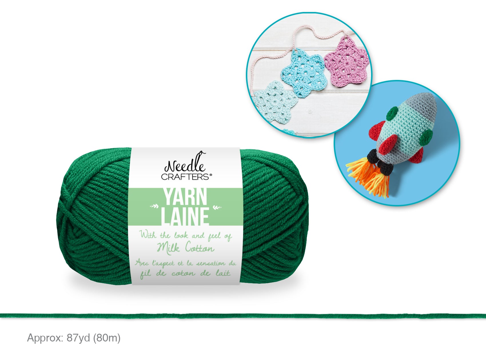 Needlecrafters Hunter Green Acrylic Milk Cotton Yarn, 50g