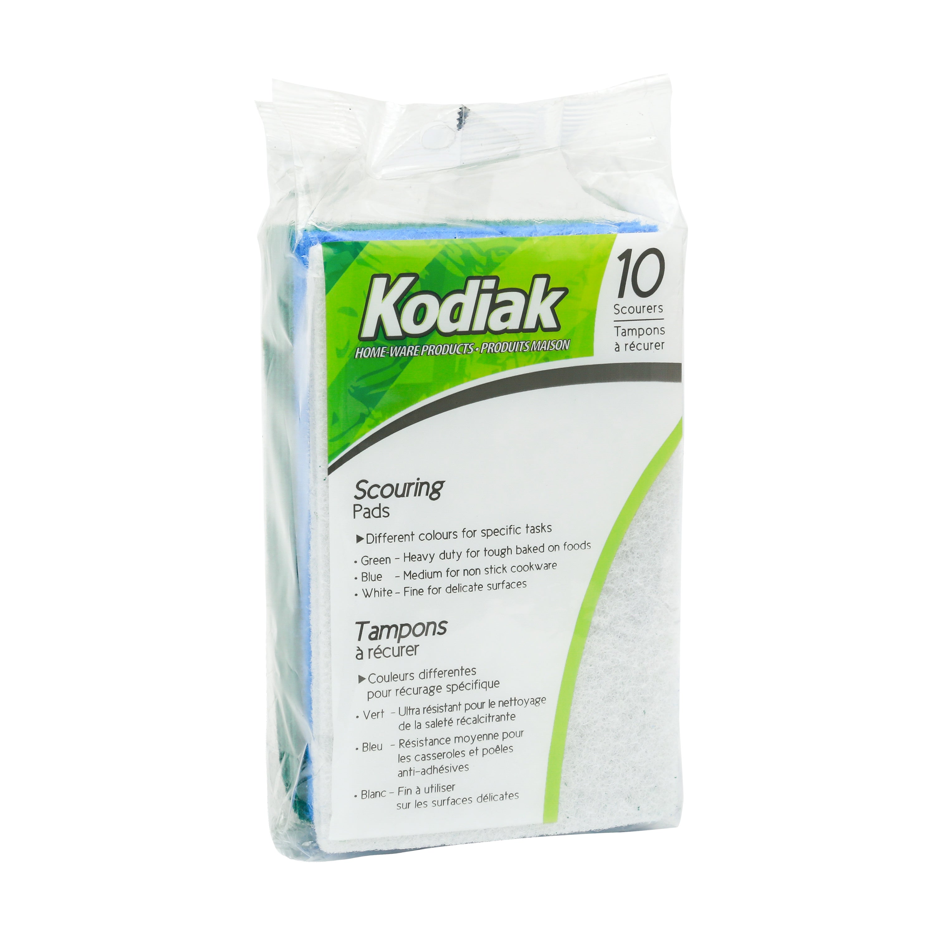 Kodiak Scouring Pads Green/Blue/White 10/Pk