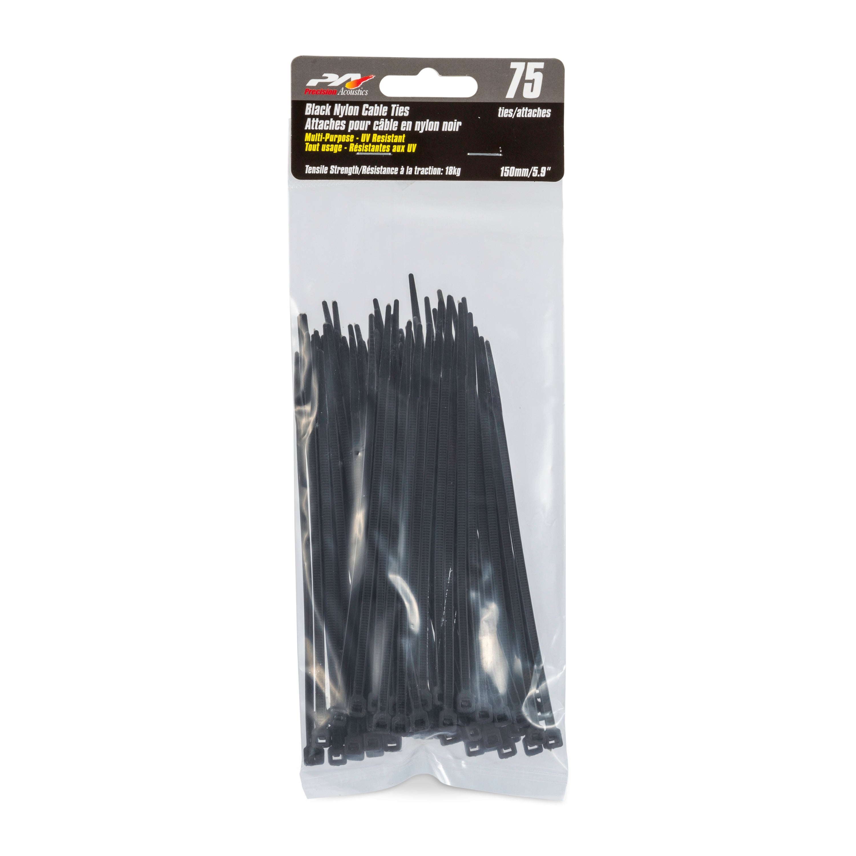 Precision Acoustics Black Cable Ties 150Mm 75/Pk