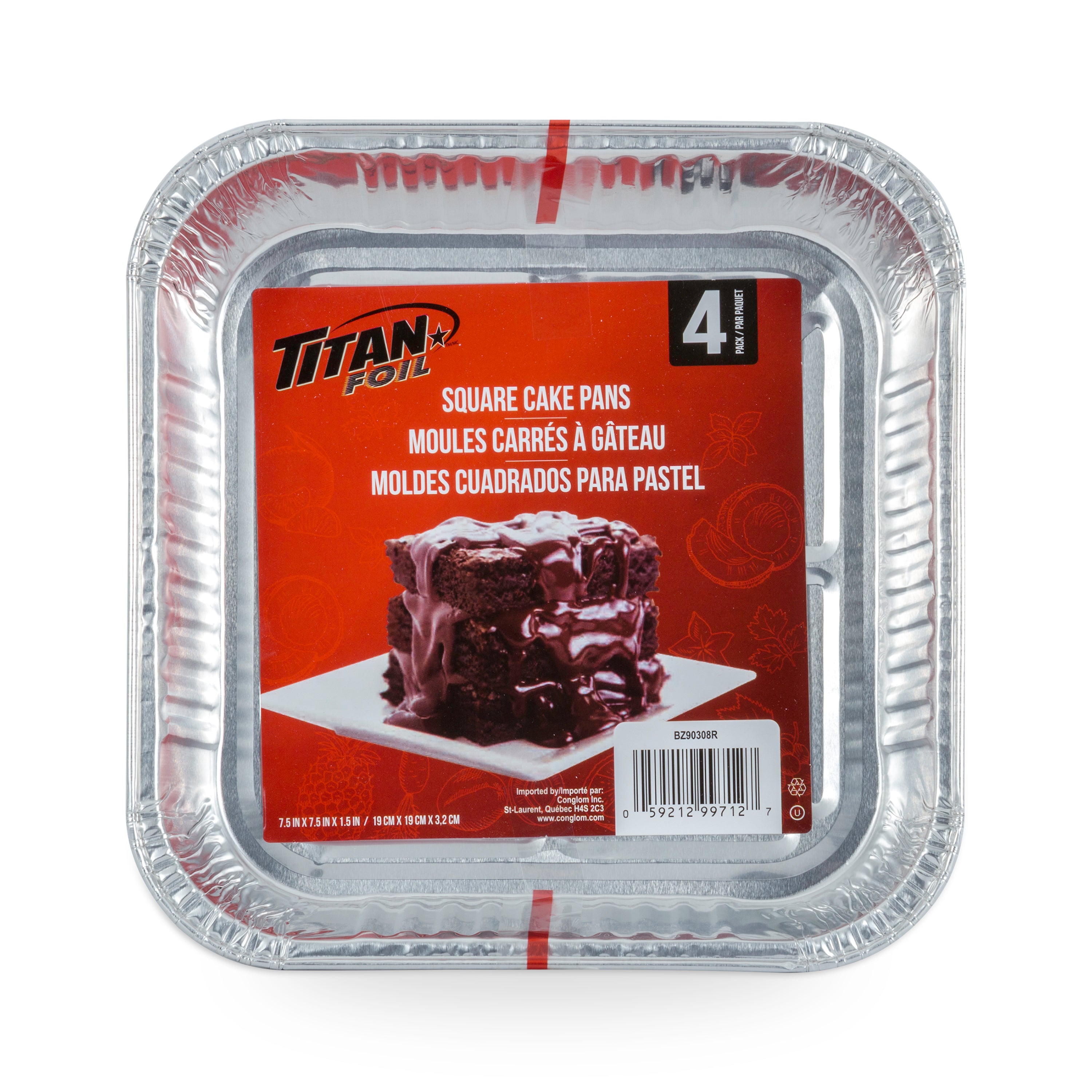 Titan Foil Square Aluminium Cake Pans 4/Pack