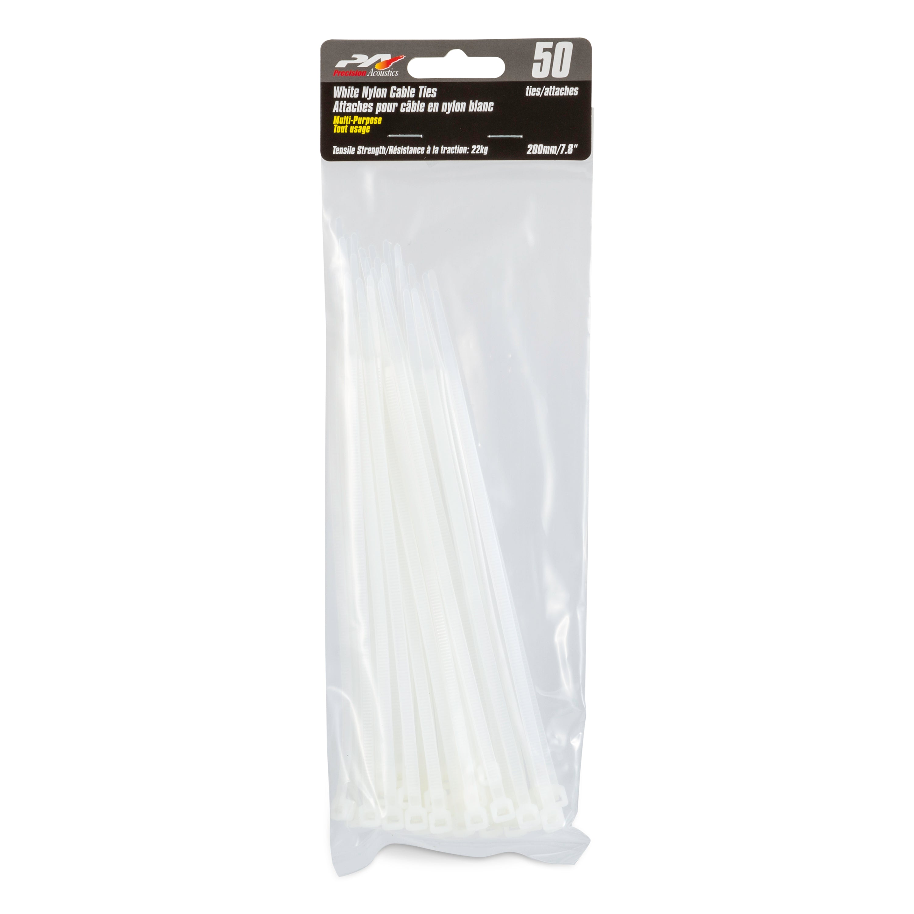 Precision Acoustics White Cable Ties 200Mm 50/Pk