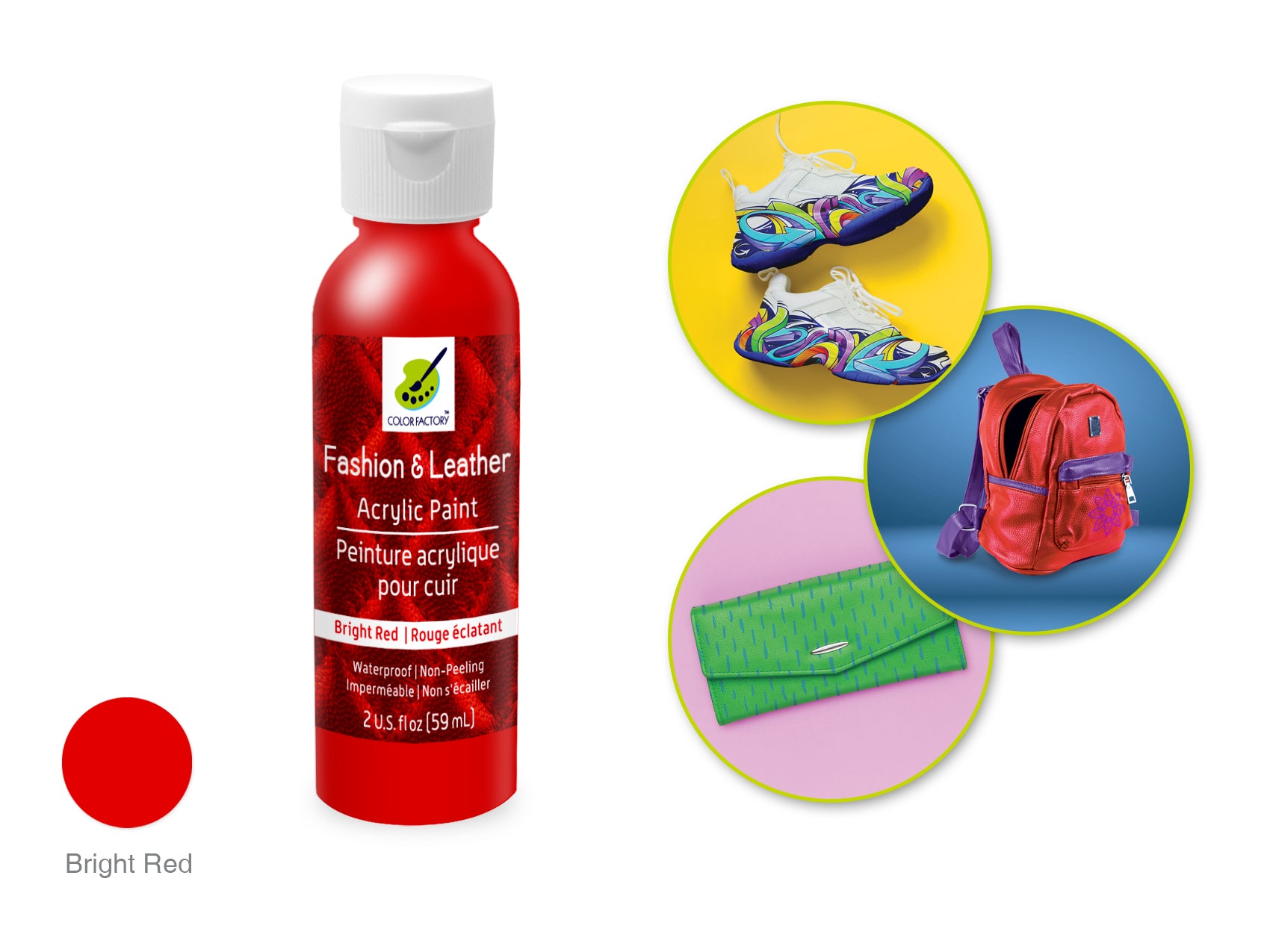 Color Factory 2oz Fashion & Leather Acrylic Paint - Bright Red