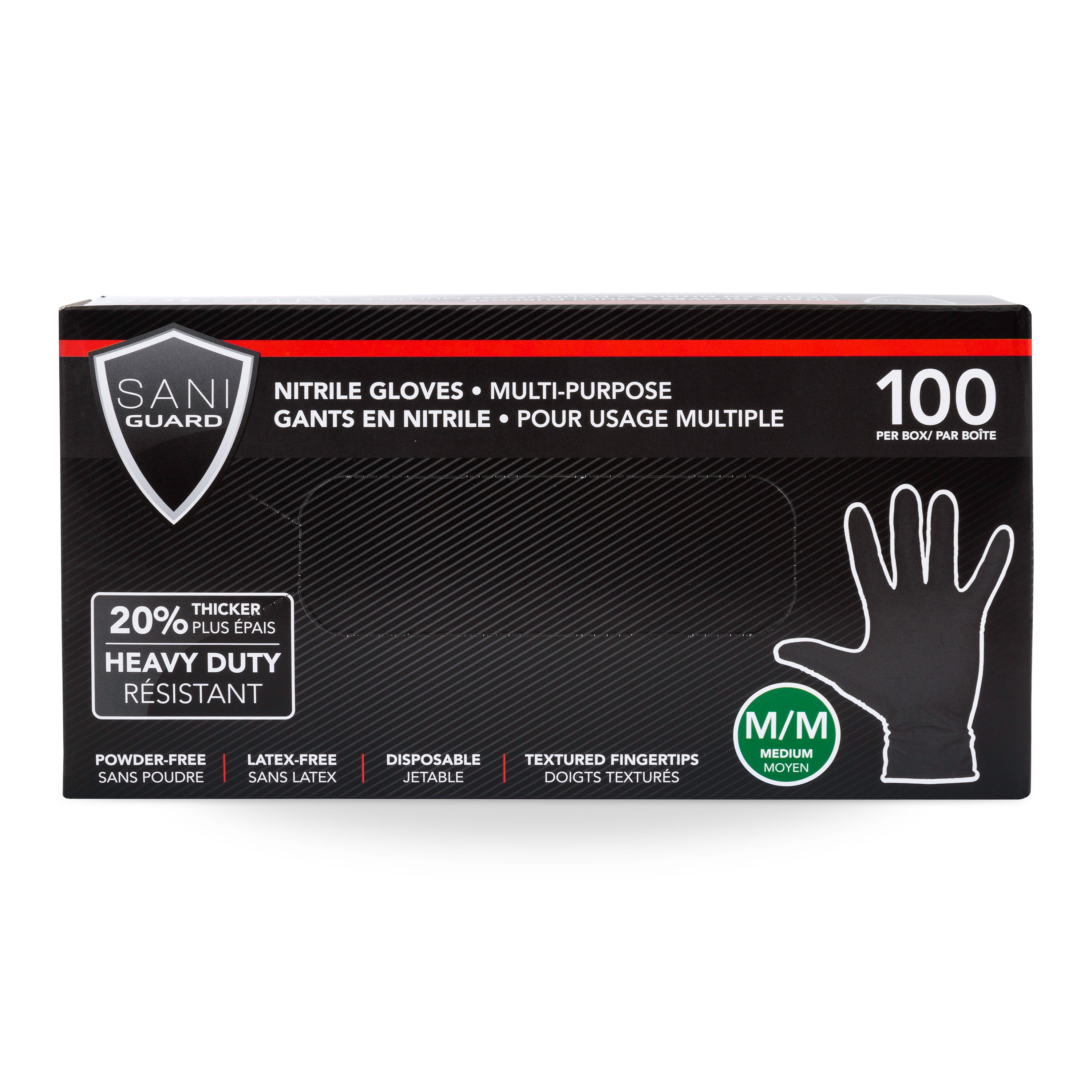 Sani-Guard Black Nitrile Gloves Medium 100/Pk