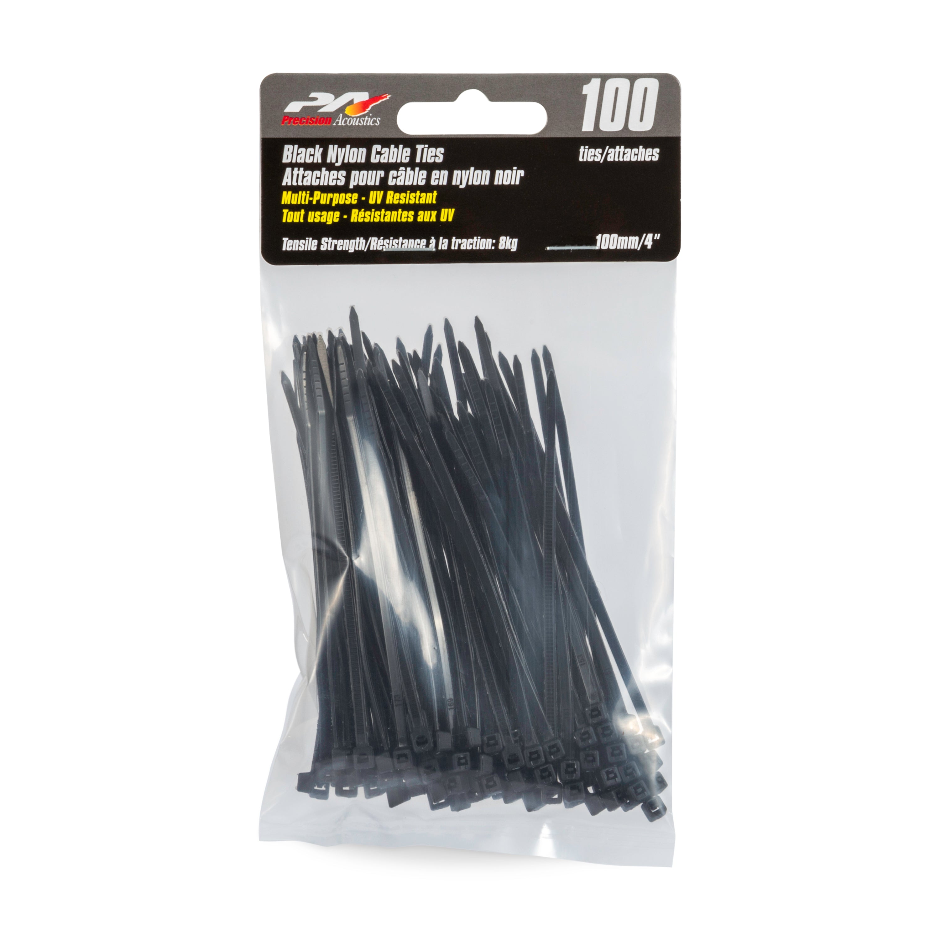 Precision Acoustics Black Cable Ties 100Mm 100/Pack