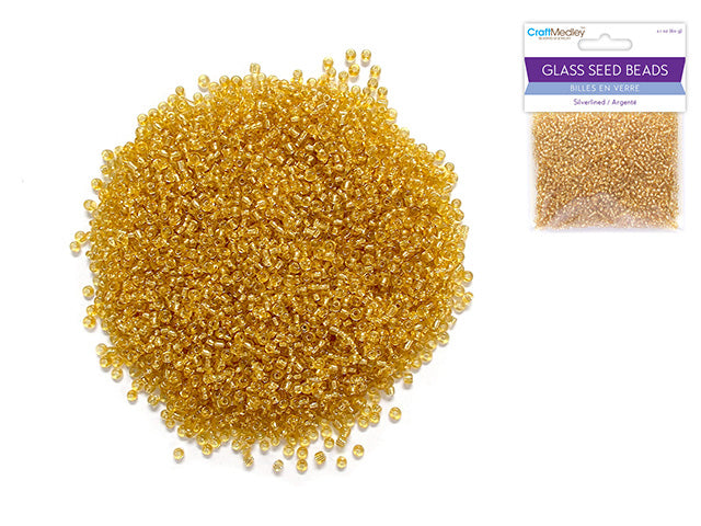 Glass Seed Beads 12/0 Silverlined 60g Gold