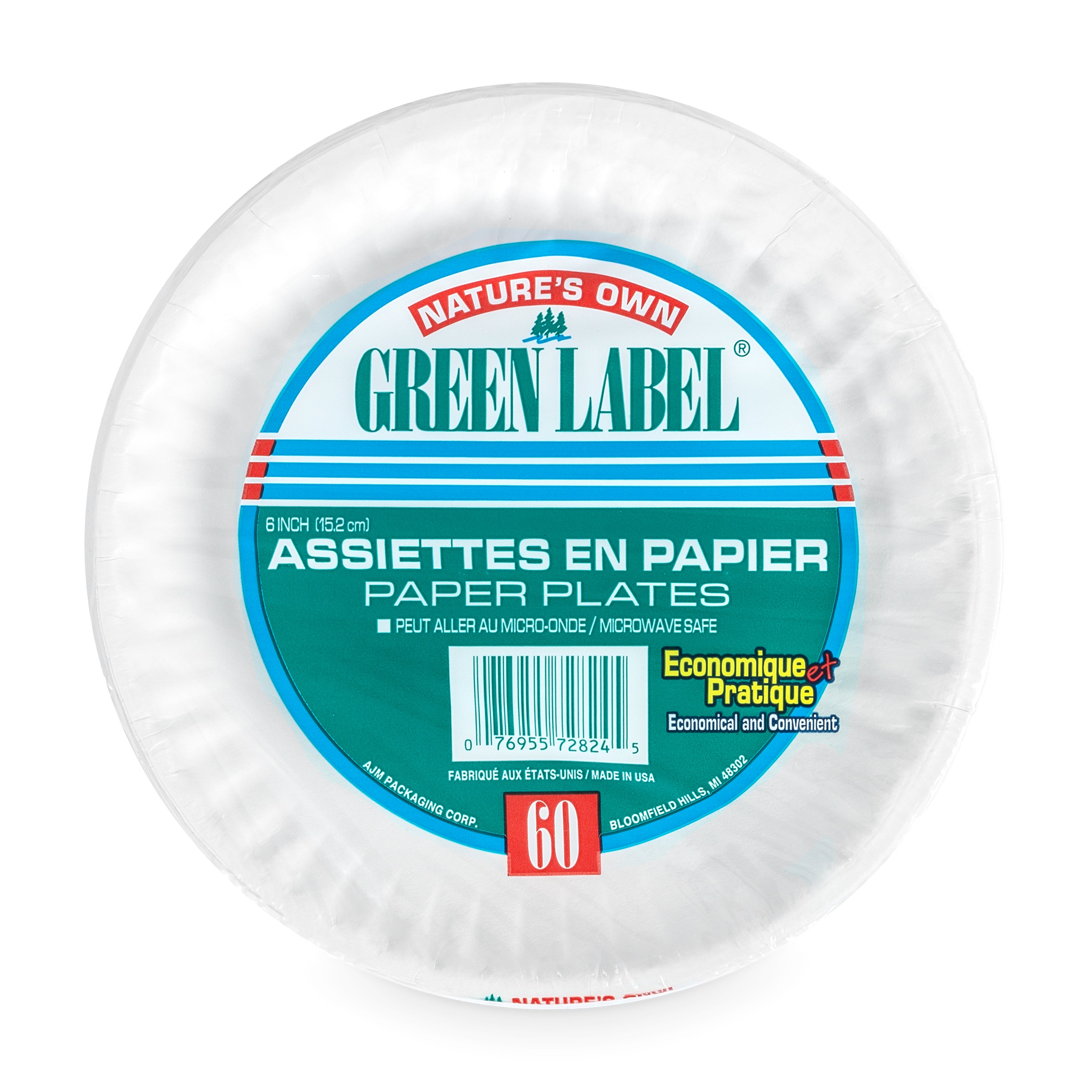 Green Label 6" Paper Plates 60/Pack
