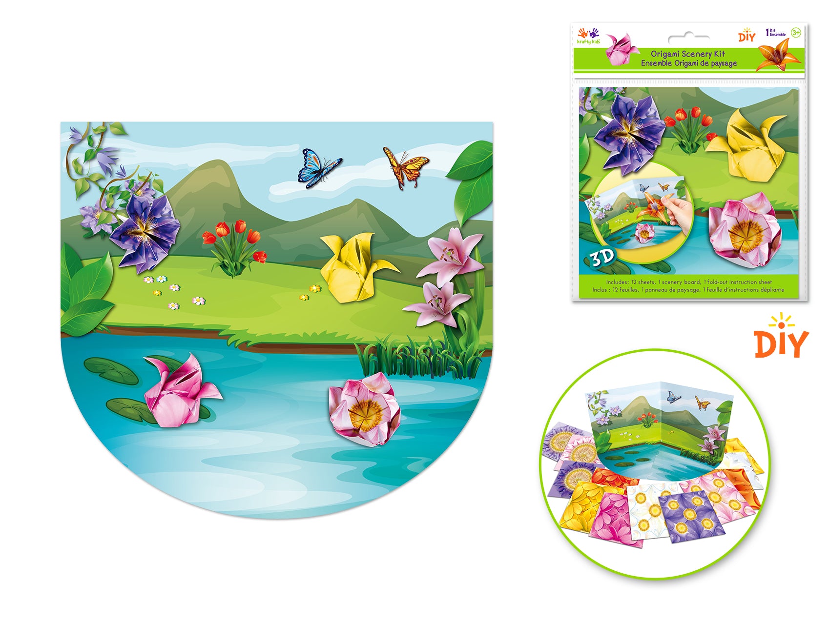 Krafty Kids 3D Origami DIY Scenery Kit - Flowers