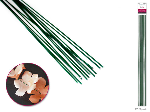 Green Floral Stem Wire, 18" 12-Pack