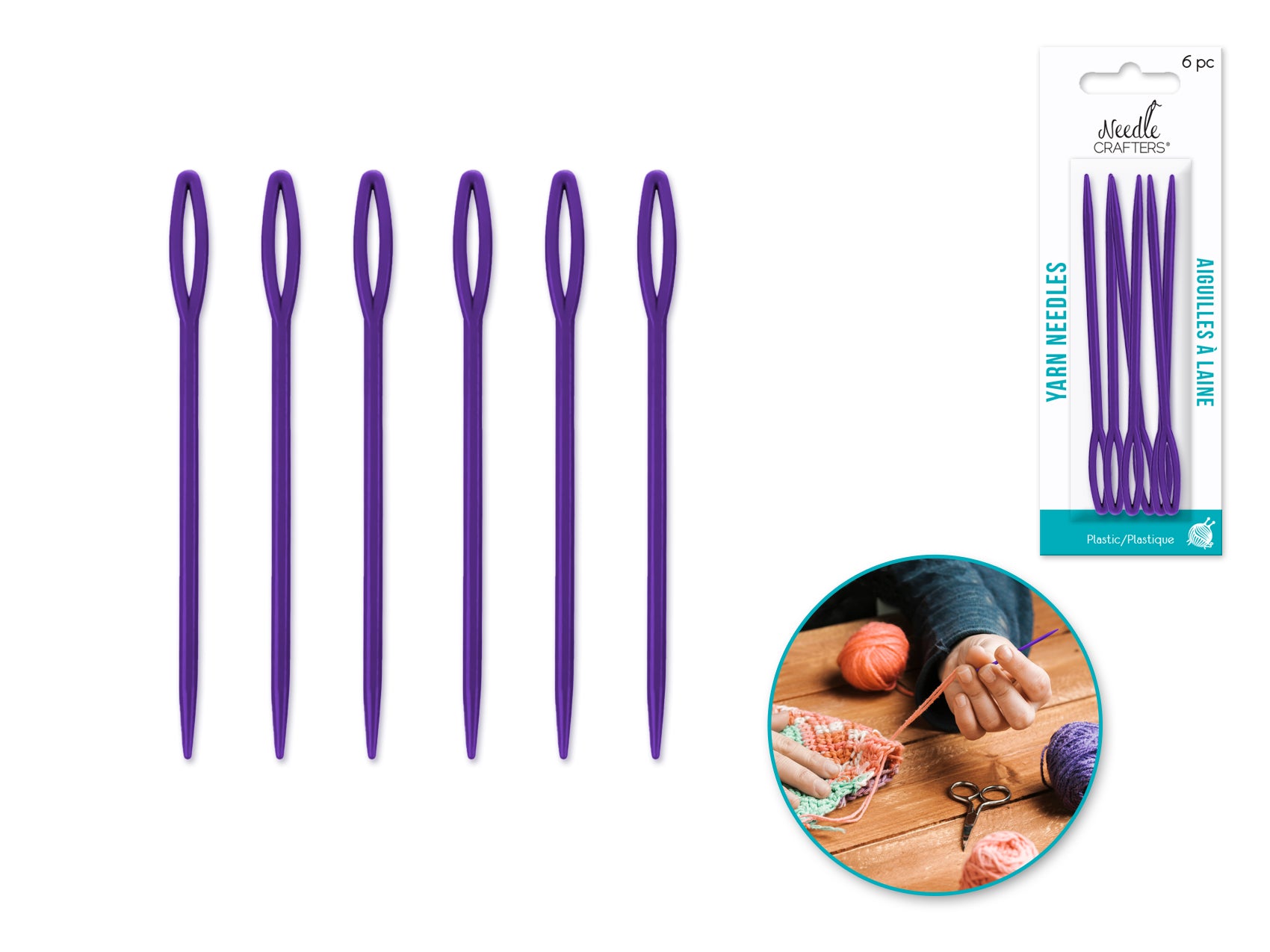 Plastic Yarn Finishing Needles, 6 Pack