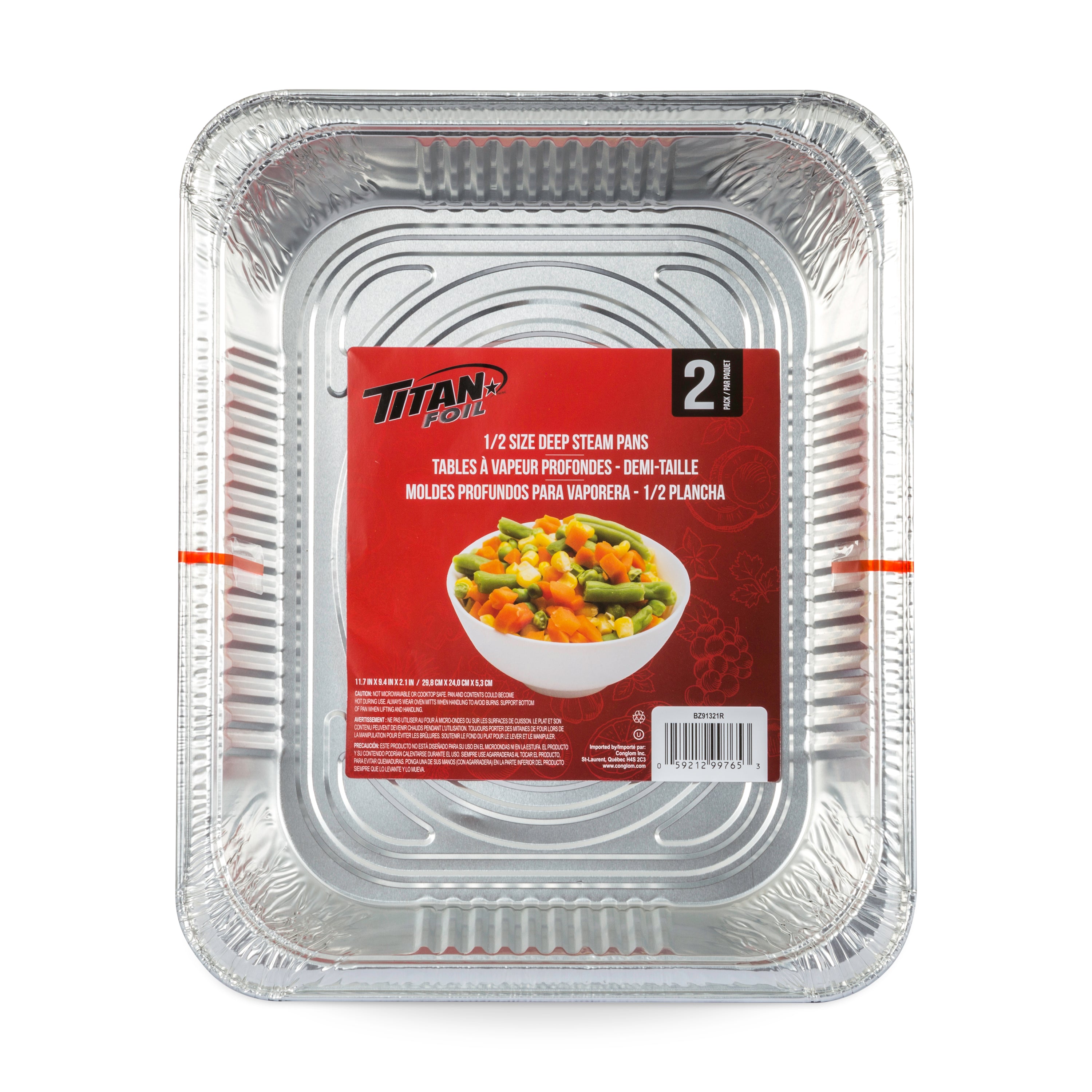 Titan Foil Half Size Steam Table Pans Deep 2/Pk