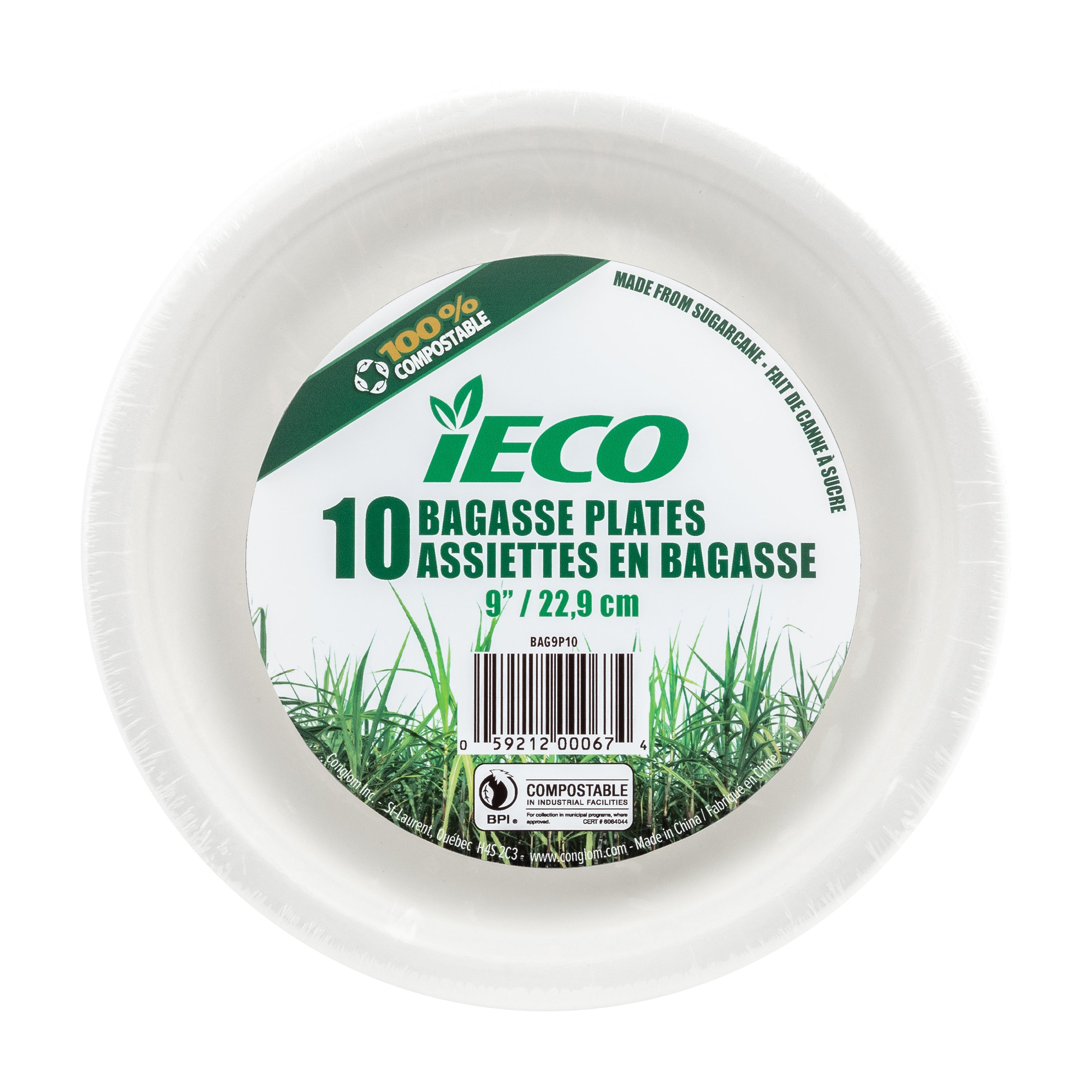 iEco 9" Bagasse Plate 10/Pk