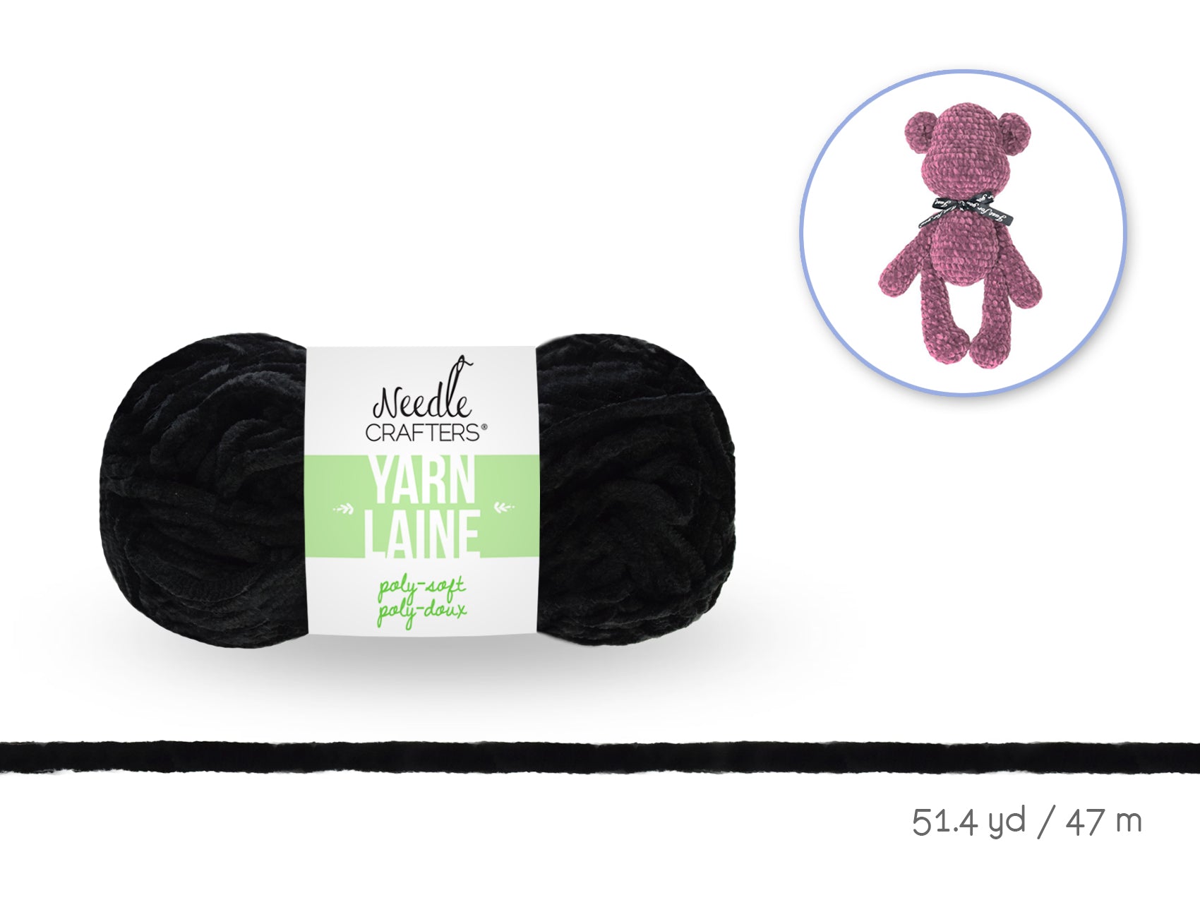 50g Black Poly-Soft Yarn Ball