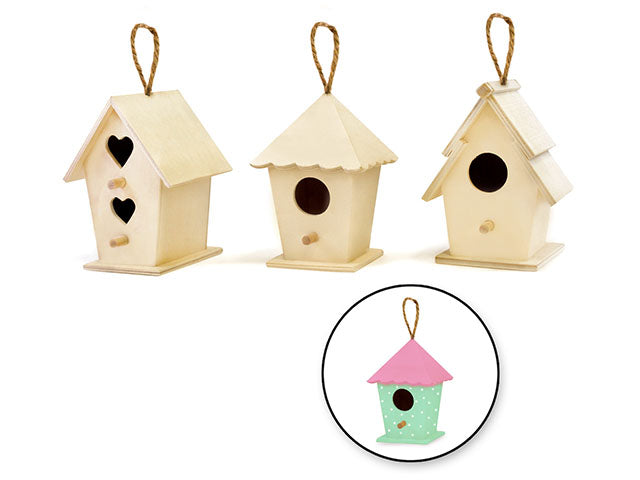 Wood Birdhouses with Jute Cord