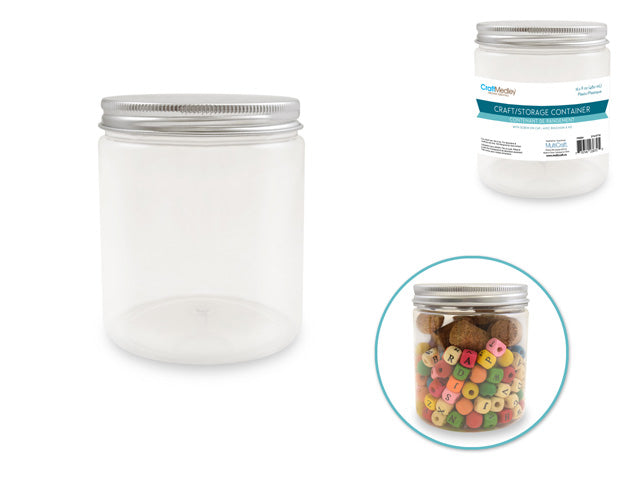 Plastic Wide-Mouth Storage Jar with Screw-Top Lid